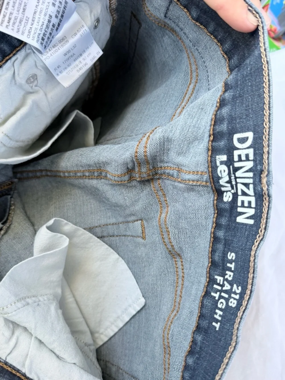 Levi's Light Blue Interior Denim Jeans with Contrast Stitching men’s 30x32